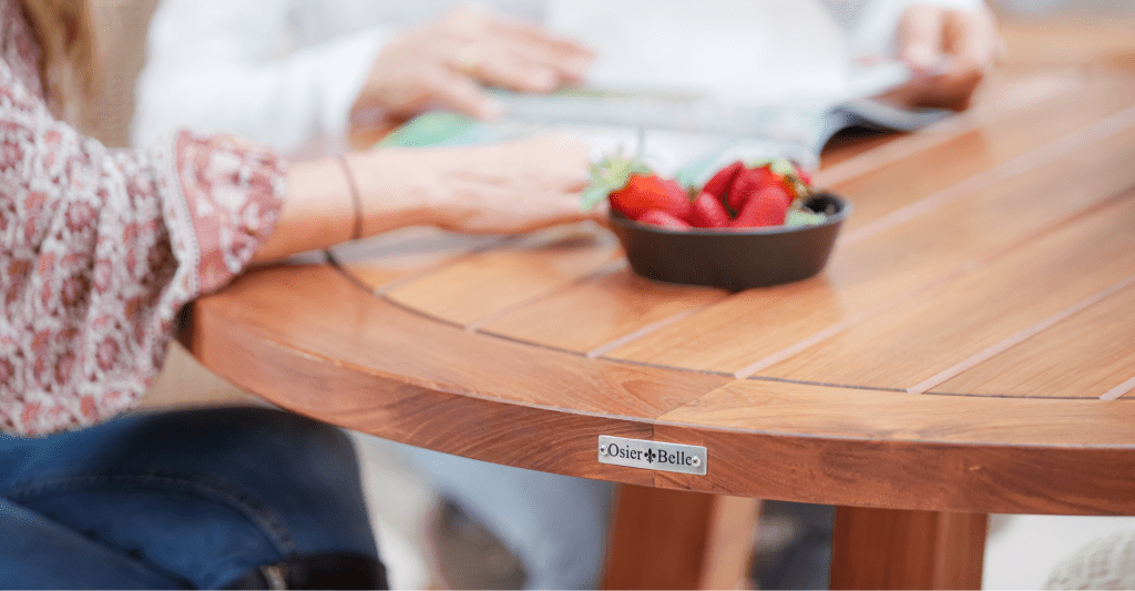 Teak round dining table concrete vs teak outdoor tables