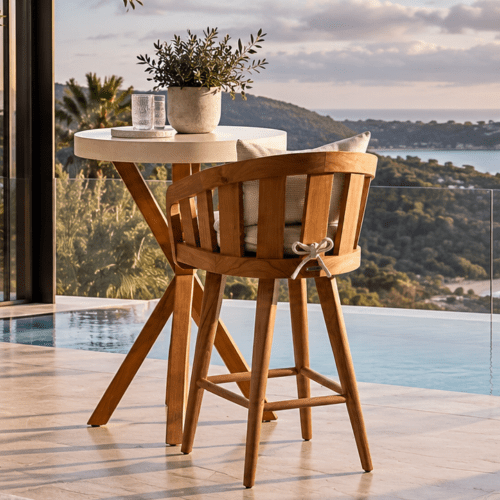 Outdoor Dining Concrete Round Bar Table