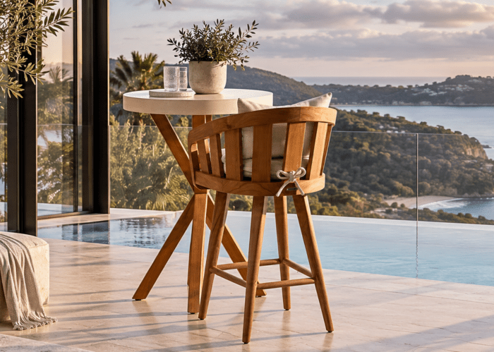 Outdoor Dining Concrete Round Bar Table - 1