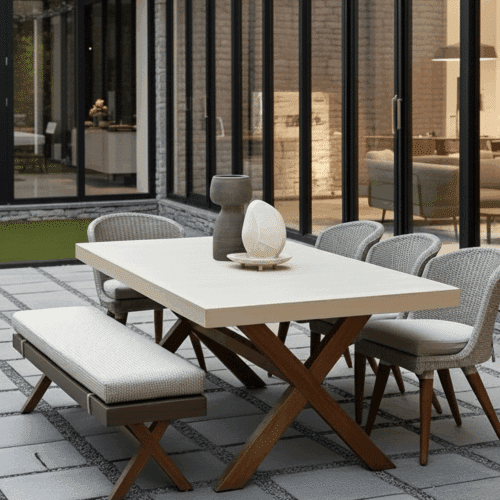 Outdoor Dining Concrete Rectangle Table