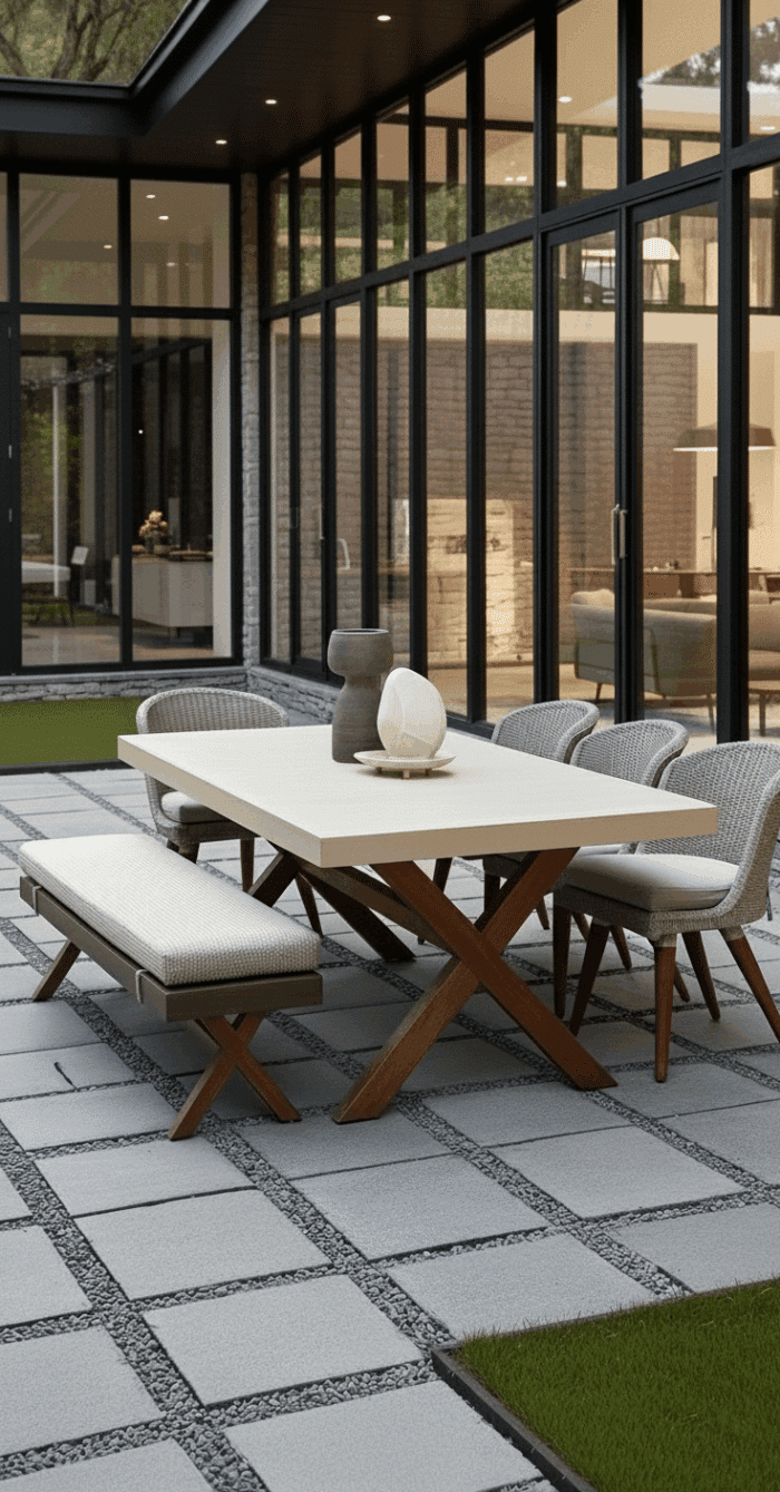Outdoor Dining Concrete Rectangle Table - 2