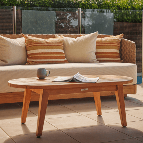 Oval Outdoor Teak Coffee Table