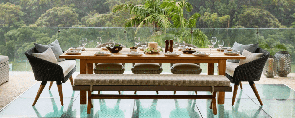 Teak outdoor furniture dining table concrete vs teak outdoor tables