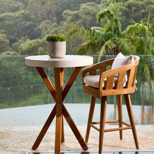 Outdoor Teak Bar Stool Flat Top