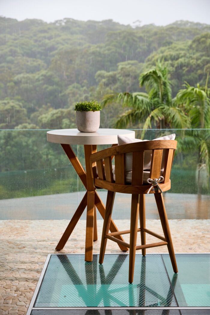Outdoor teak bar stool flat top