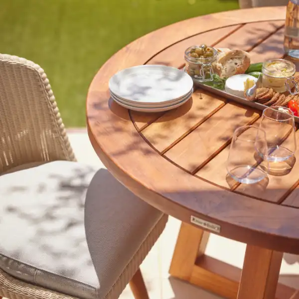Round teak dining 3 square Outdoor tables