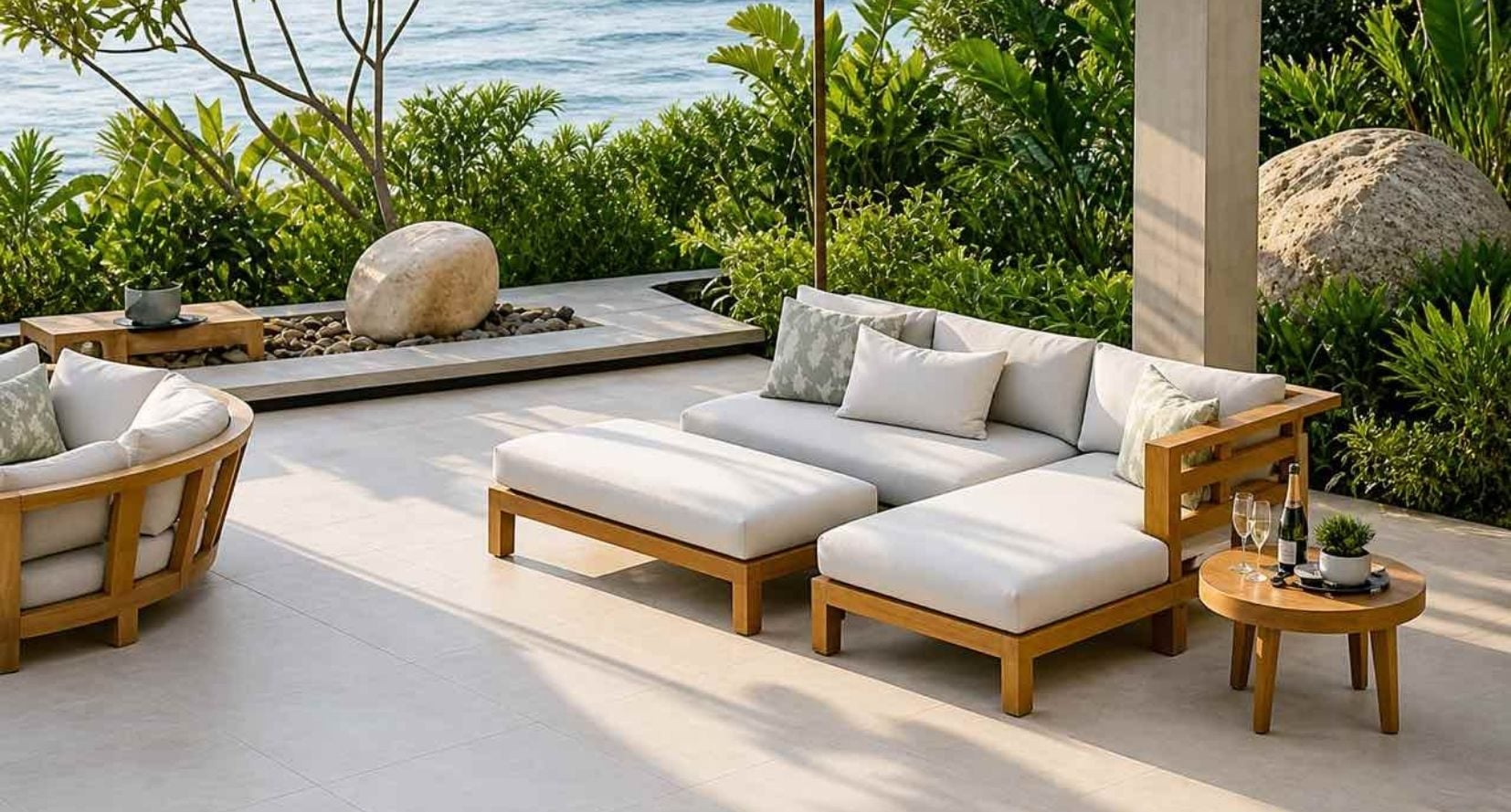 New teak outdoor setting