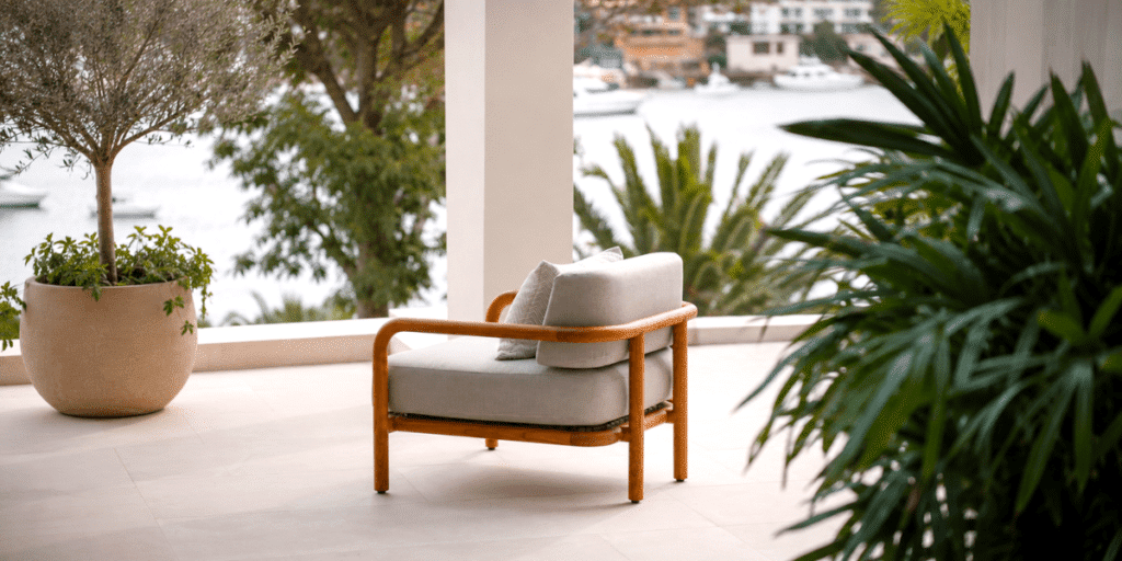 Outdoor teak armchair how to style a luxury terrace
