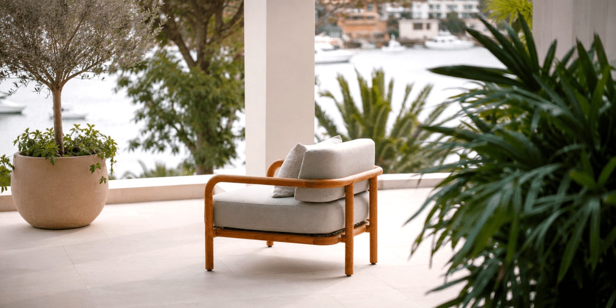 Outdoor teak armchair