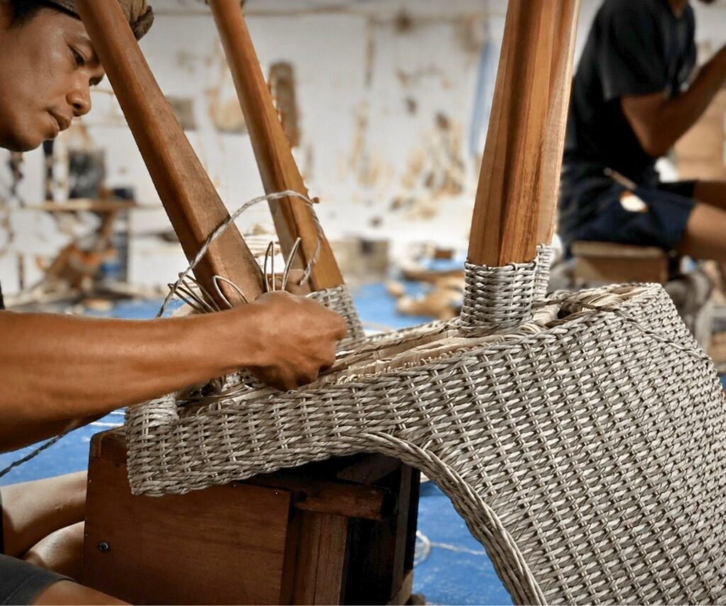 Weaving in factory at osier belle