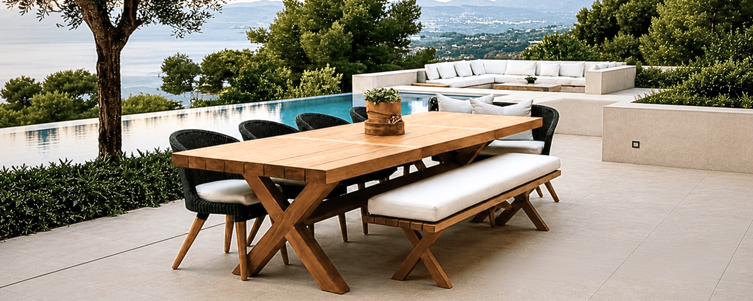Large teak dining table luxury outdoor furniture scaled