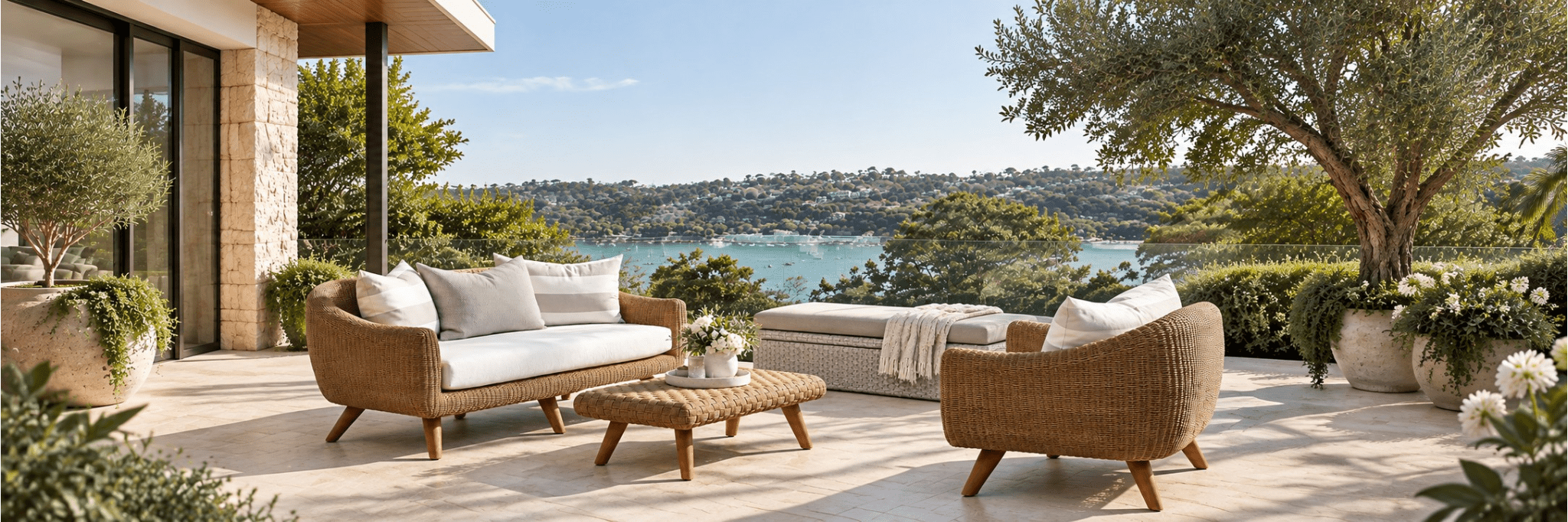 Luxury outdoor furniture wicker sofa setting