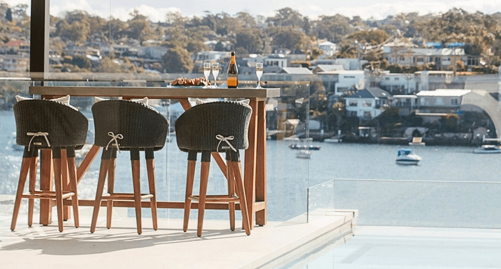 Outdoor luxury bar table setting