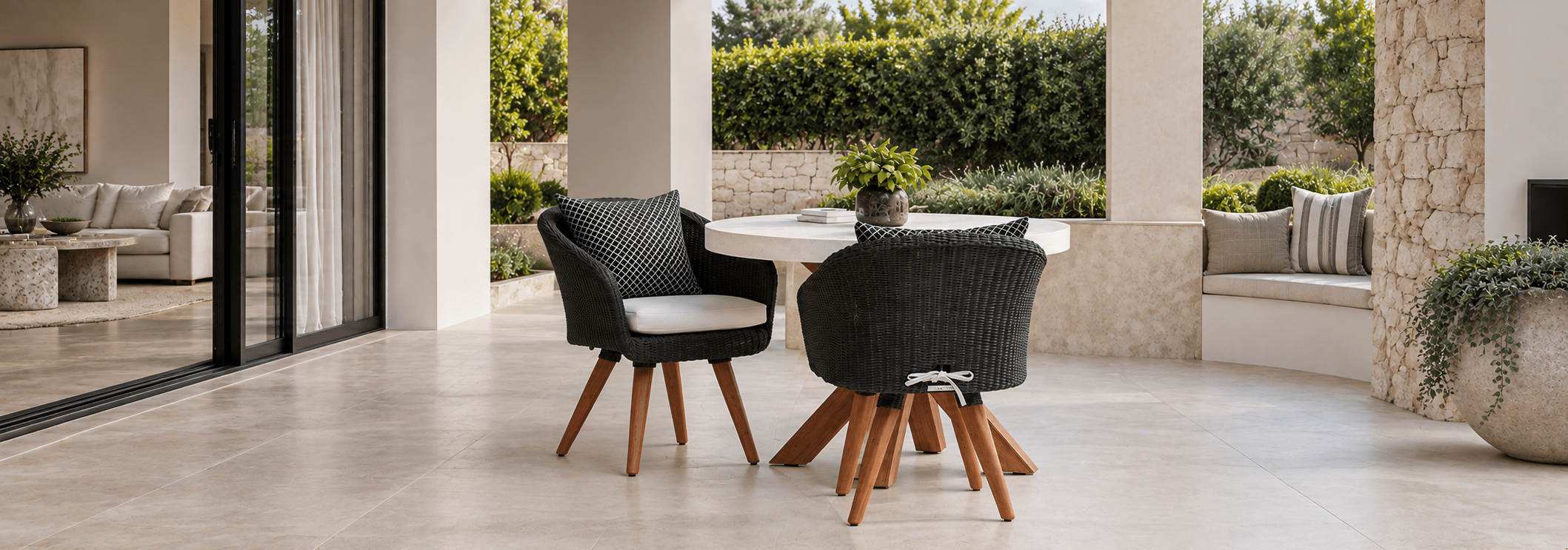 Outdoor dining chairs setting