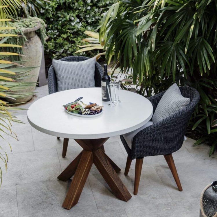 Concrete Round 100cm Table in garden